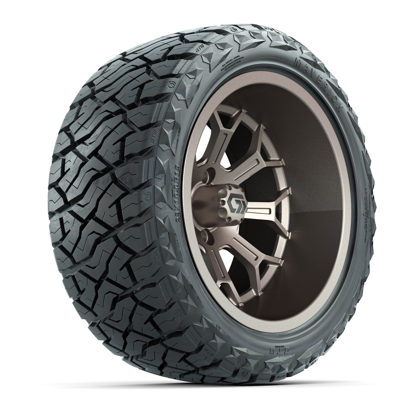 GTW Assault Matte Bronze 15" Deep Dish Wheels with 23X10-R15 Maverick Steel Belted Radial All-Terrain Tires - Full Set
