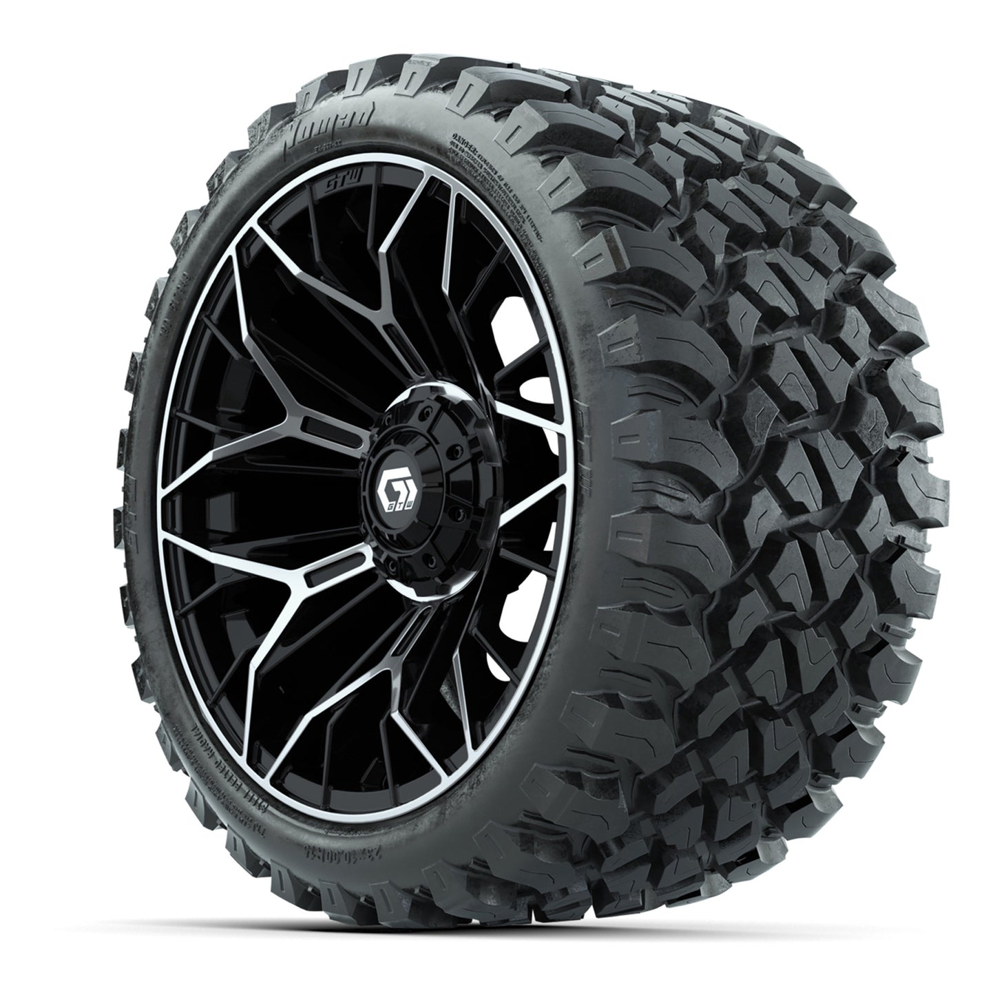 GTW Stellar Machined & Black 15" Wheels & 23x10-R15 Nomad All-Terrain Tires – Set of 4