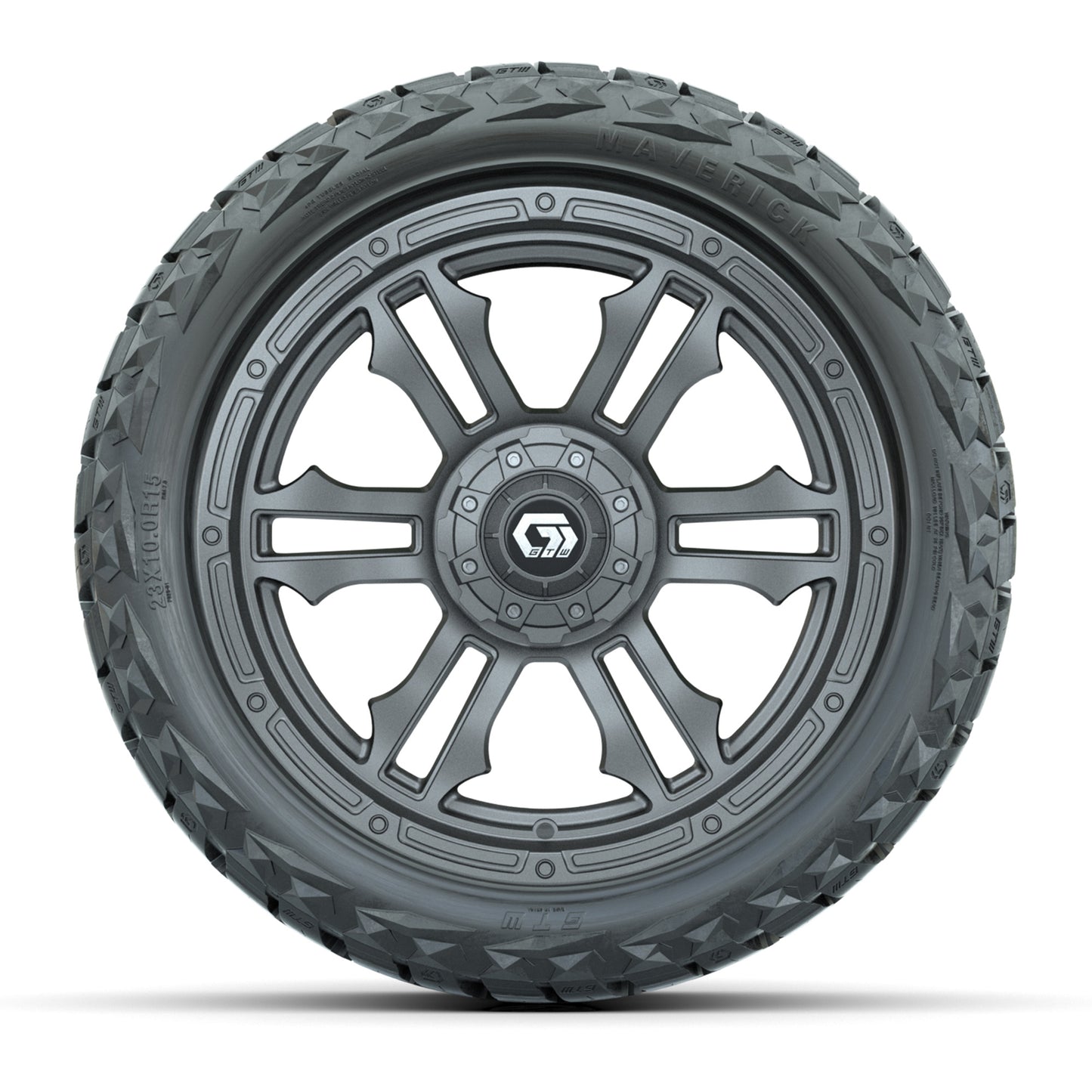GTW Shogun Gloss Gunmetal 15" Wheels & 23x10.00-R15 Maverick All-Terrain Tires – Set of 4