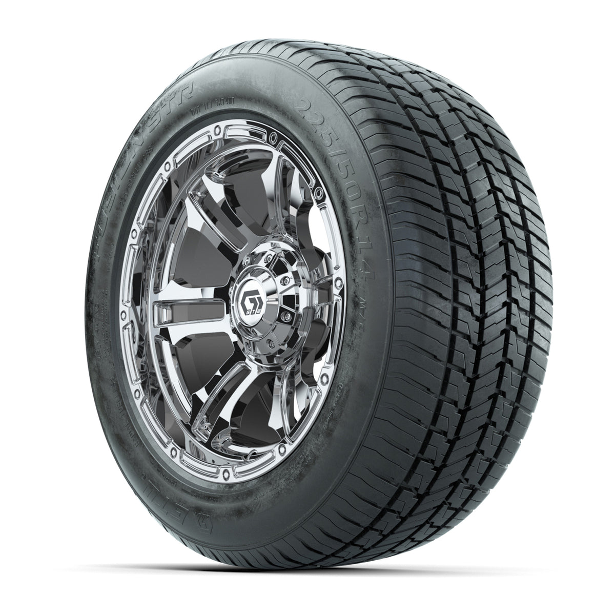 GTW Shogun Chrome 14" Wheel & 225/50-R14 Fusion STR Street Tire Package