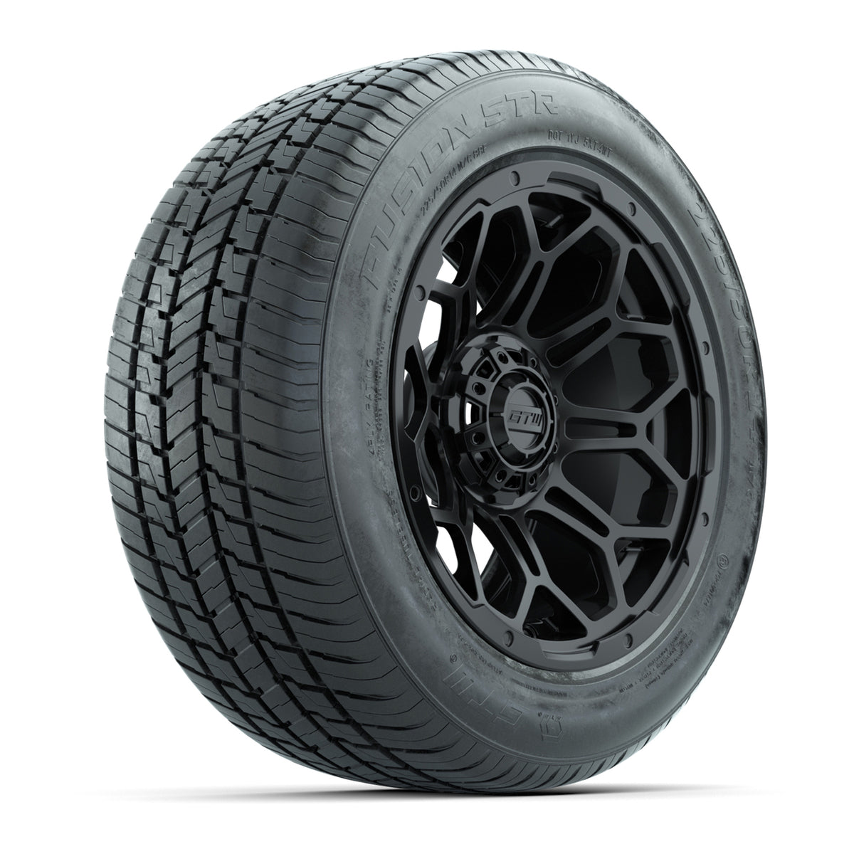 GTW® Bravo Matte Black 14" Wheels with 255/50-R14 Fusion STR DOT Approved Street Tires - Full Set