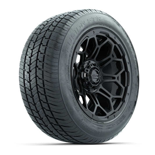 GTW® Bravo Matte Black 14" Wheels with 255/50-R14 Fusion STR DOT Approved Street Tires - Full Set