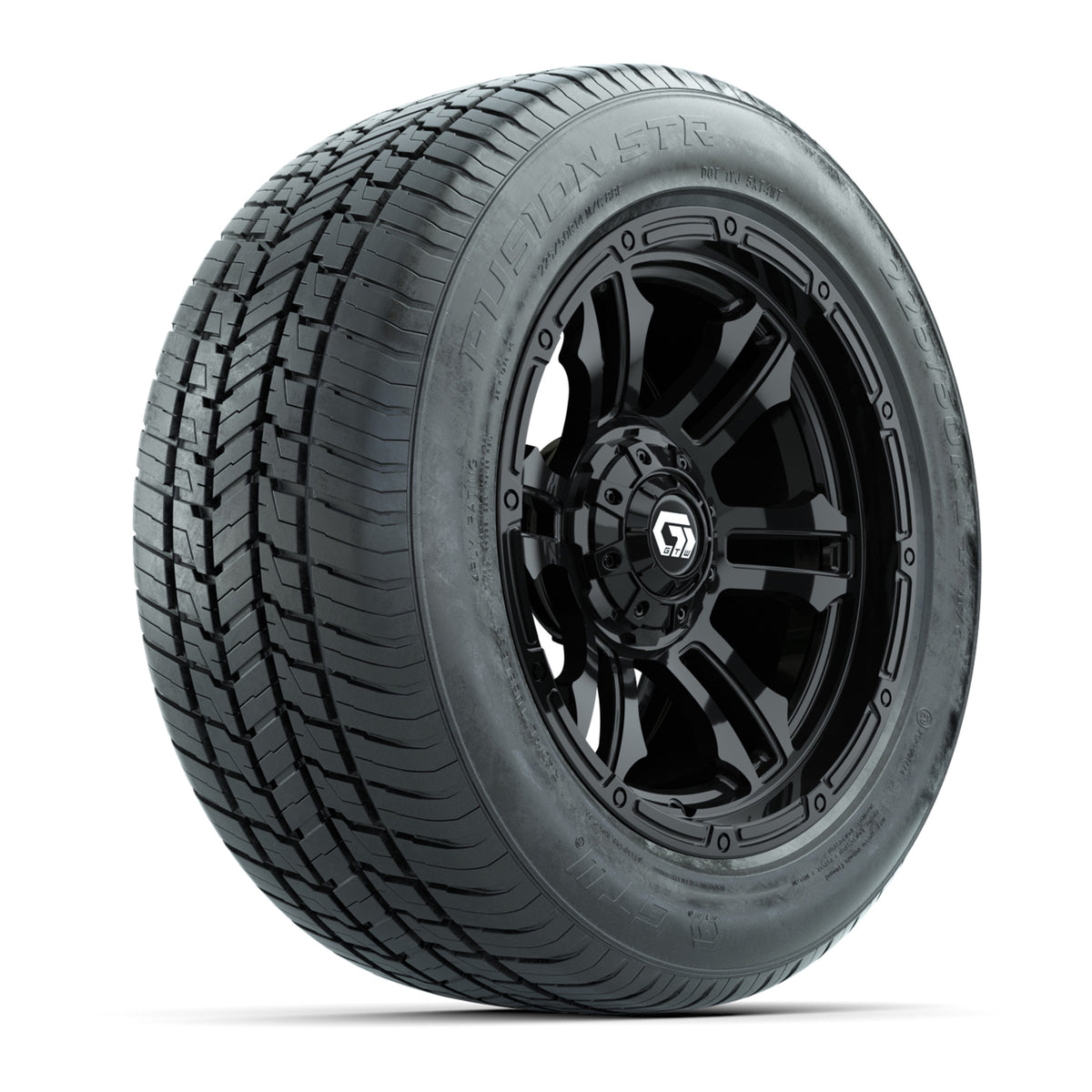 GTW® Shogun Gloss Black 14" Wheels with 255/50-R14 Fusion STR DOT Approved Street Tires - Full Set