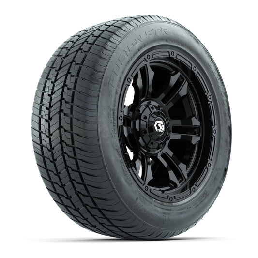 GTW® Shogun Gloss Black 14" Wheels with 255/50-R14 Fusion STR DOT Approved Street Tires - Full Set
