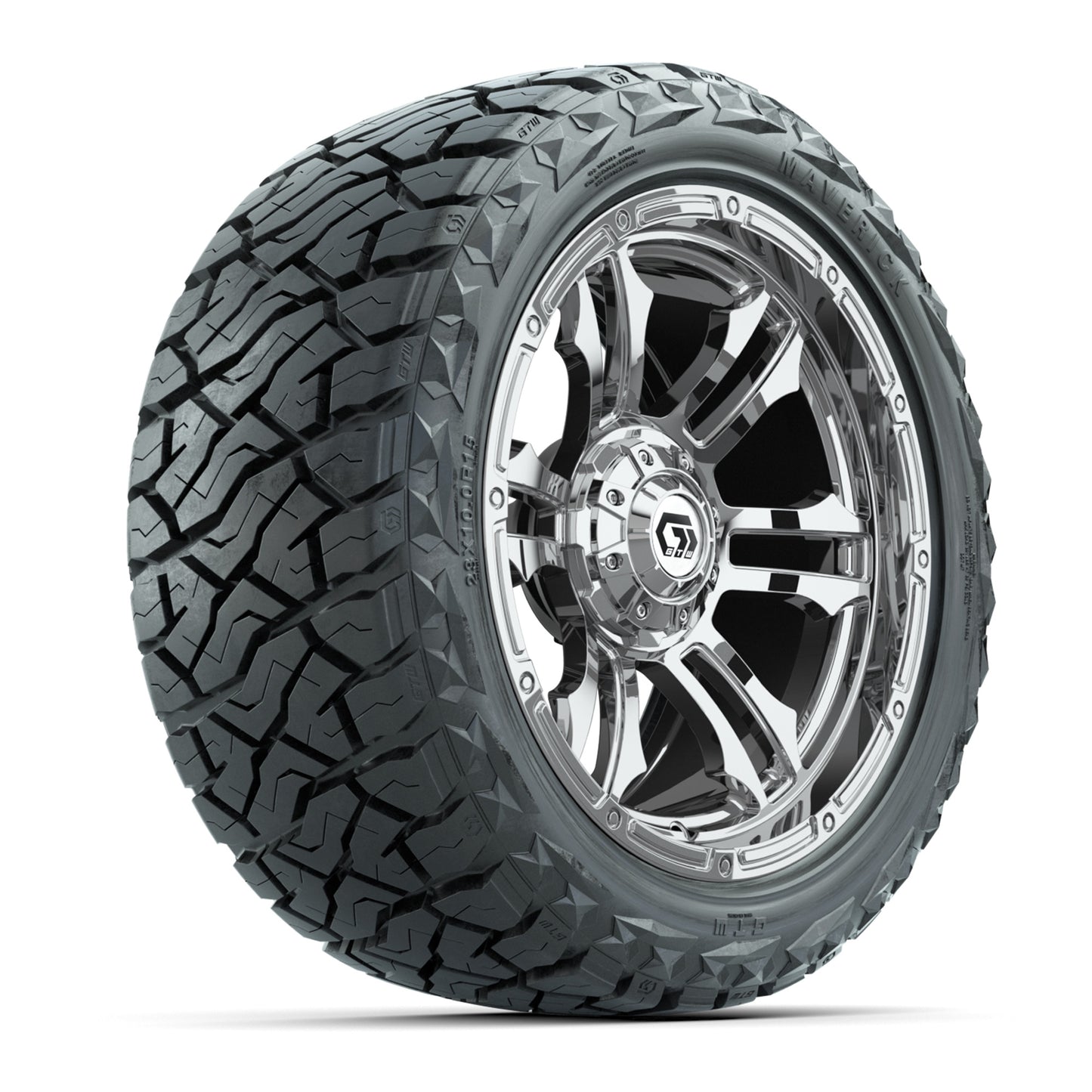 GTW Shogun Chrome 15" Wheels & 23x10.00-R15 Maverick All-Terrain Tires – Set of 4