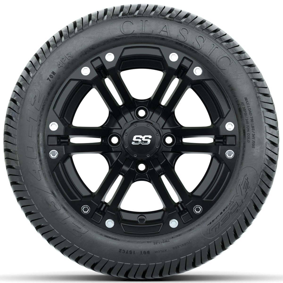 Set of (4) 12" GTW Specter Wheels with 215/40-12 Excel Classic Street Tires