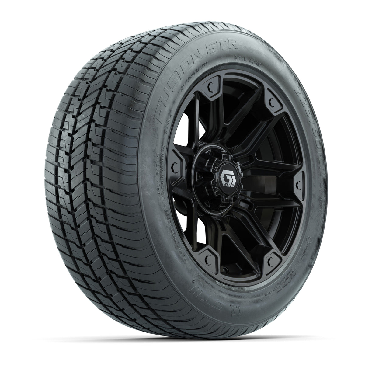 GTW® Graffiti Gloss Black 14" Wheels with 255/50-R14 Fusion STR DOT Approved Street Tires - Full Set