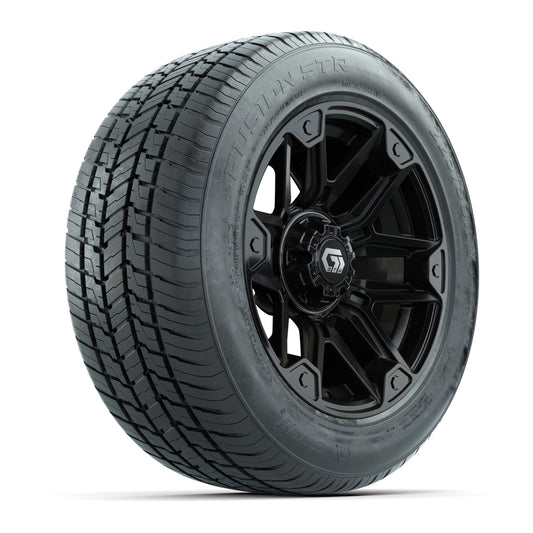 GTW® Graffiti Gloss Black 14" Wheels with 255/50-R14 Fusion STR DOT Approved Street Tires - Full Set