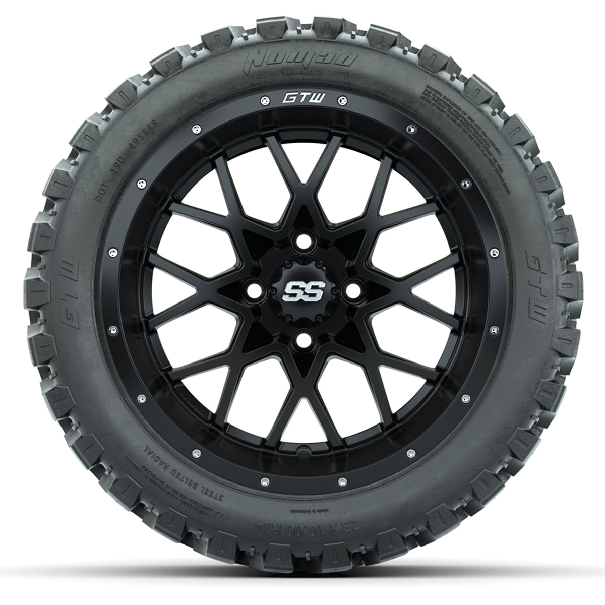 Set of (4) 14" GTW Vortex Wheels with 23x10-14 GTW Nomad All-Terrain Tires