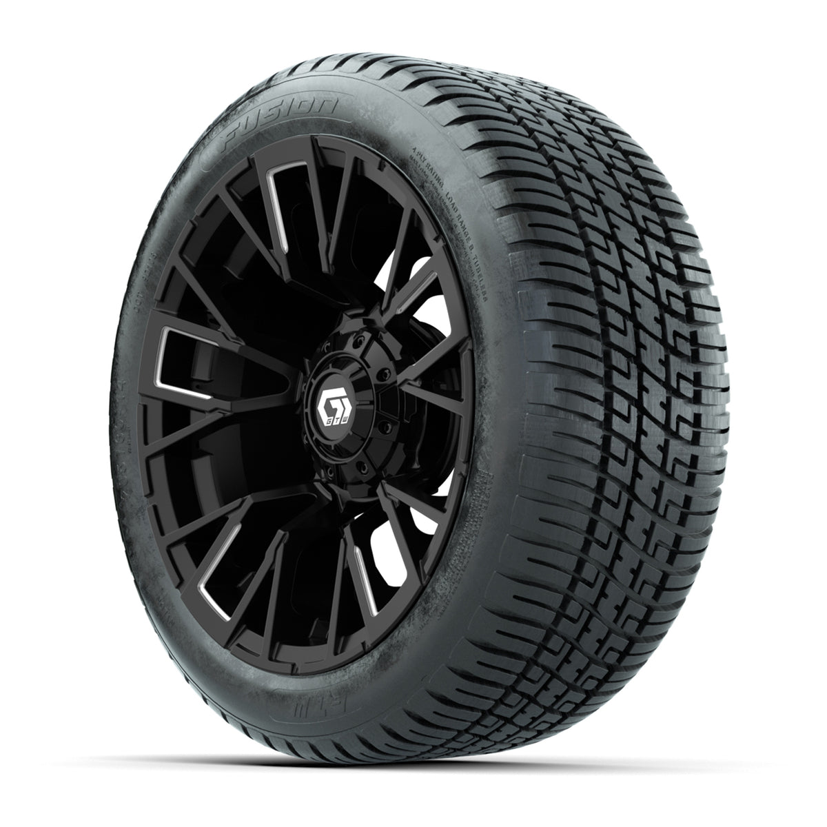 GTW® Vandal Matte Black/Machined 14 in Wheels with 205/30-14 Fusion Street Tires Full Set