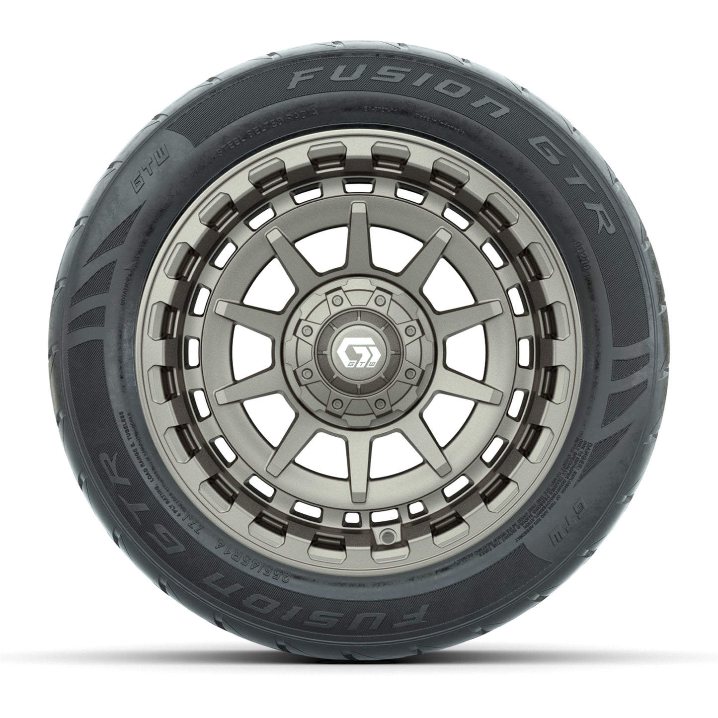 14" GTW® Barricade Bronze Golf Cart Wheels & 255/45-R14 Fusion GTR Radial Street Tires (Set of 4)