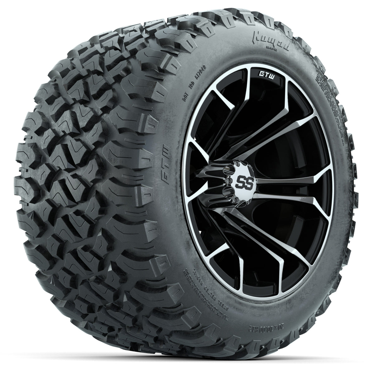 GTW Spyder Machined/Black 12" Wheels with 20x10-R12 GTW Nomad All-Terrain Tires Full Set