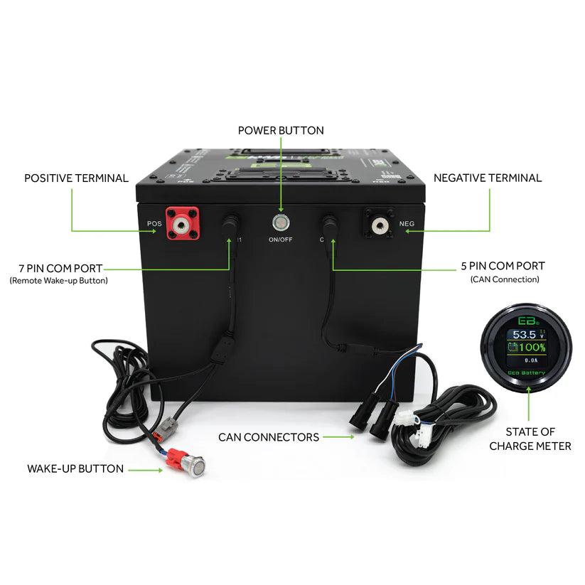 Eco Battery 51V 160Ah LiFePO4 Kit for Epic Golf Carts (3×3 Battery Tray)