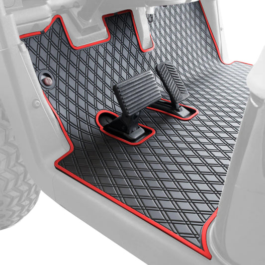 Xtreme Mats Full-Coverage Golf Cart Floor Mat | EZGO RXV 2008-2022 / 2Five / Western – Black/Red