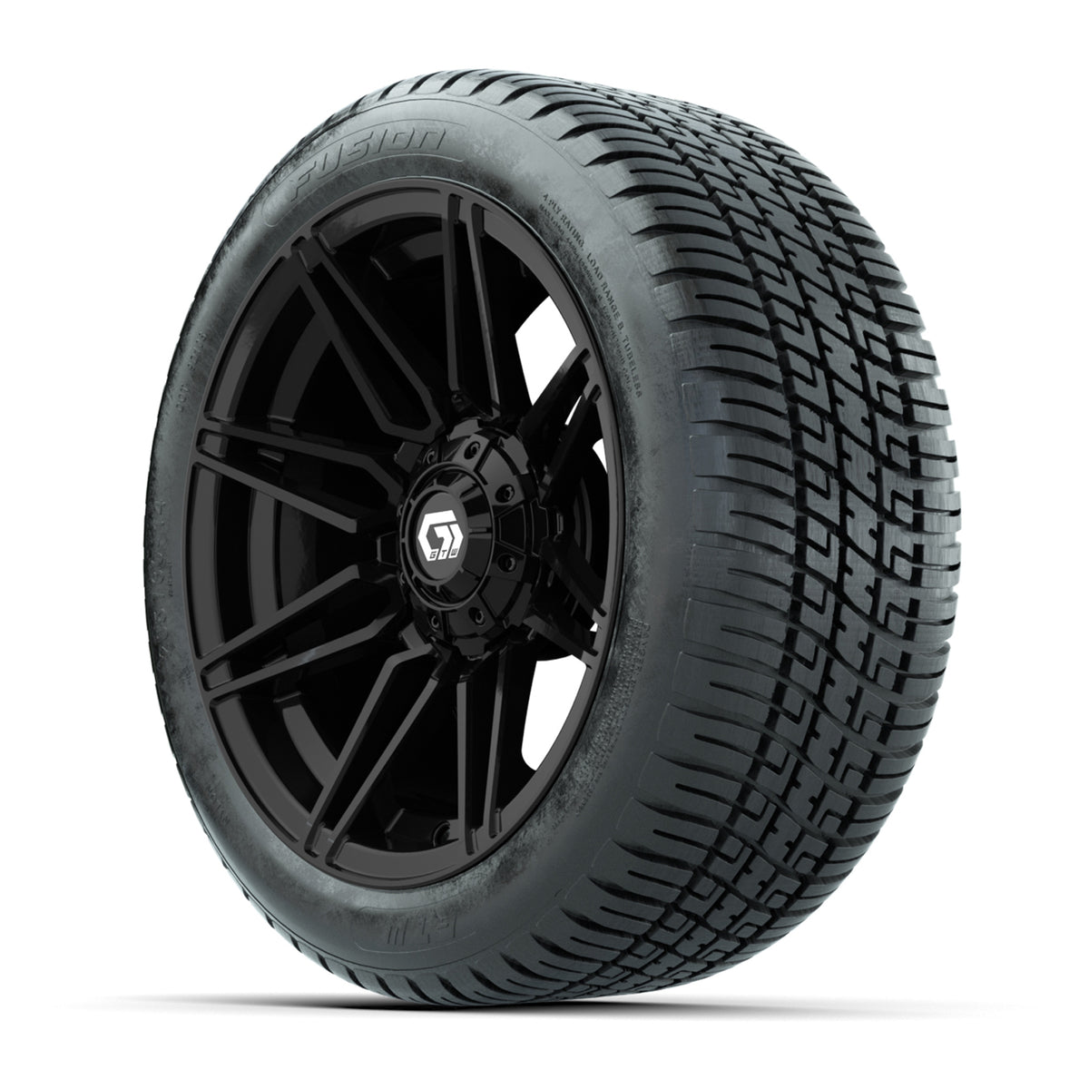 GTW® Stealth Gloss Black 14 in Wheels with 205/30-14 Fusion Street Tires Full Set