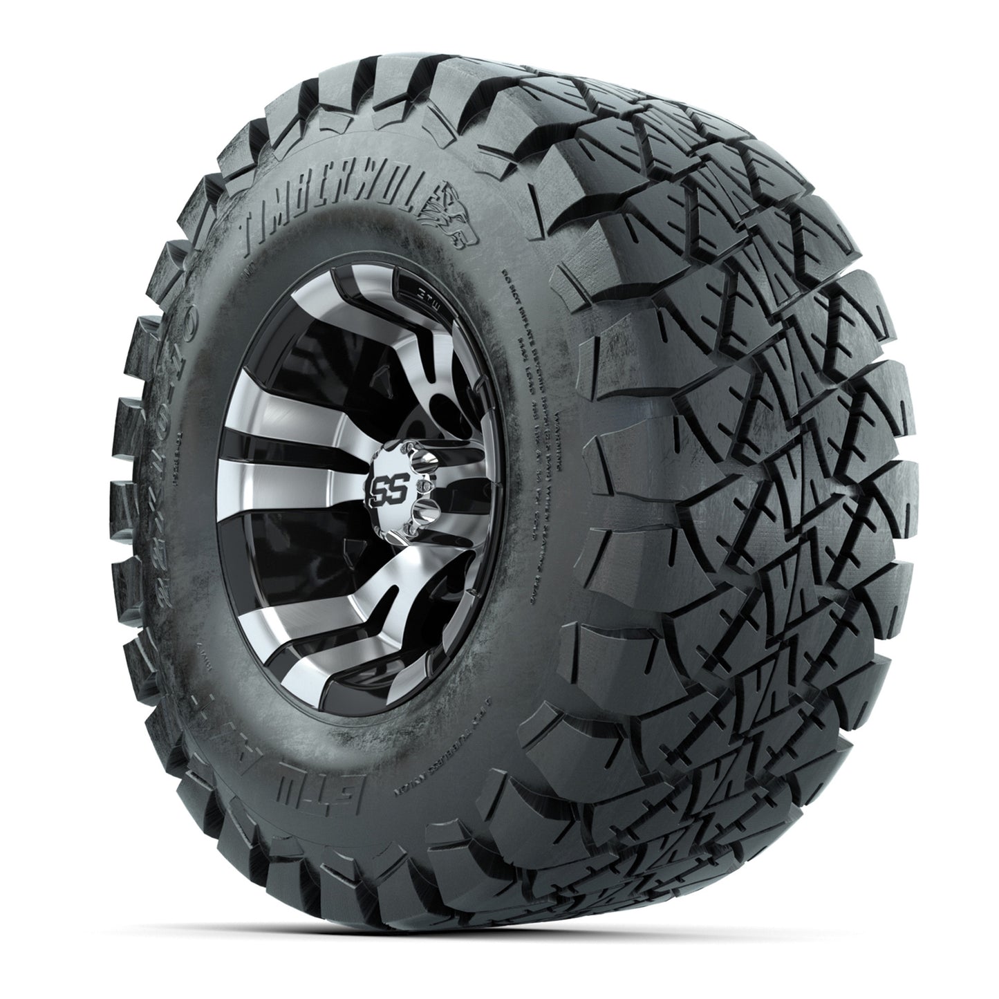 GTW Vampire 10" Black & Machined Wheels with 22" Timberwolf A/T Tires — Set of 4
