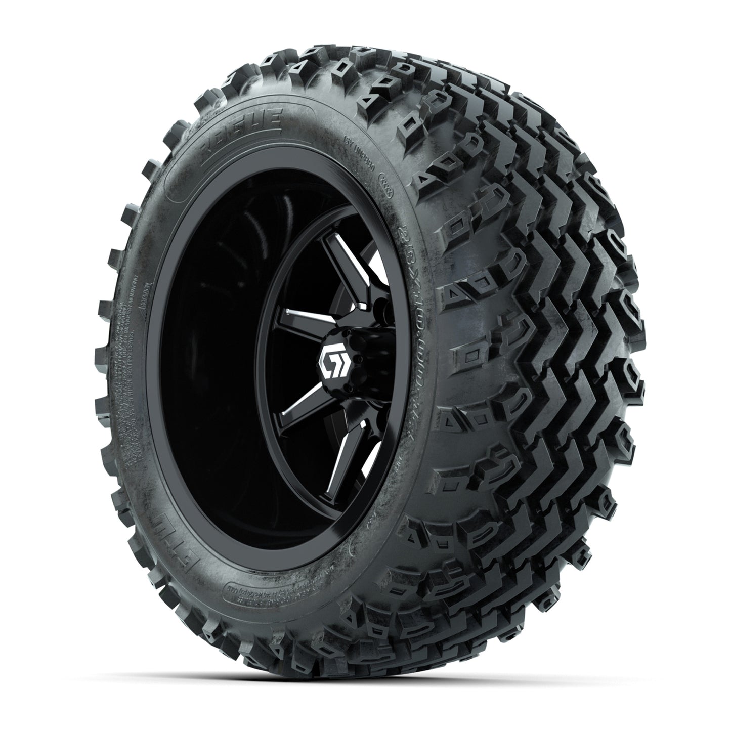 GTW Reaper Black & Machined 14" Golf Cart Wheels & 23X10-R14 Rogue A/T Tires – Set of 4
