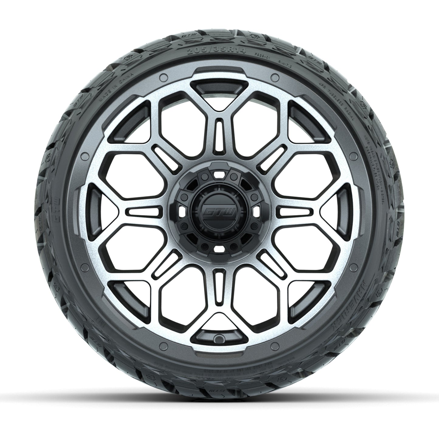 GTW Bravo Matte Gray/Machined 14" Wheels & 205/35-R14 Maverick Low-Profile AT Tires – Set of 4