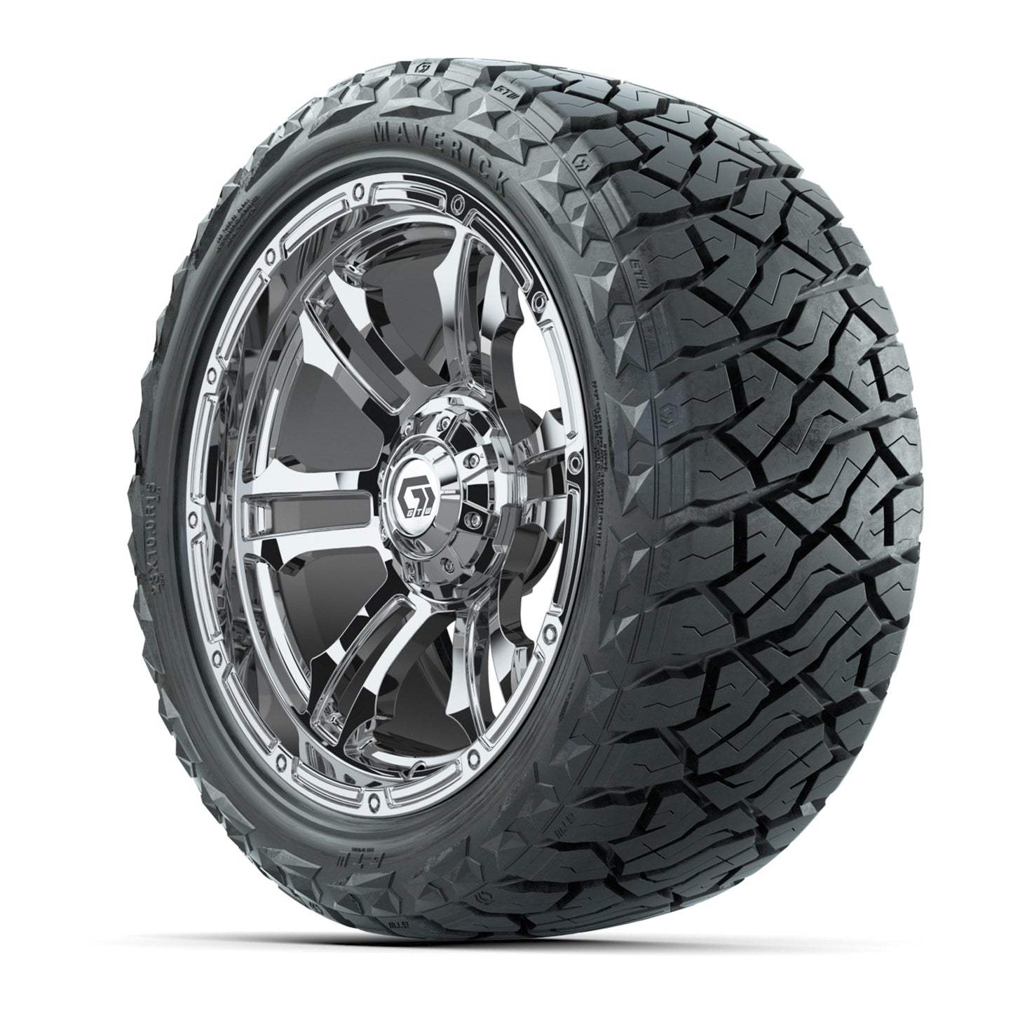 GTW Shogun Chrome 15" Wheels & 23x10.00-R15 Maverick All-Terrain Tires – Set of 4
