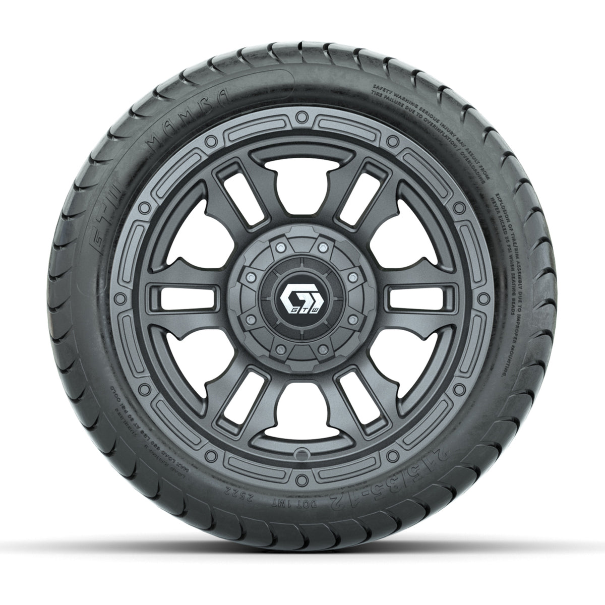 GTW® Shogun Gunmetal 12 in Wheels with 215/35-12 Mamba Street Tires Full Set