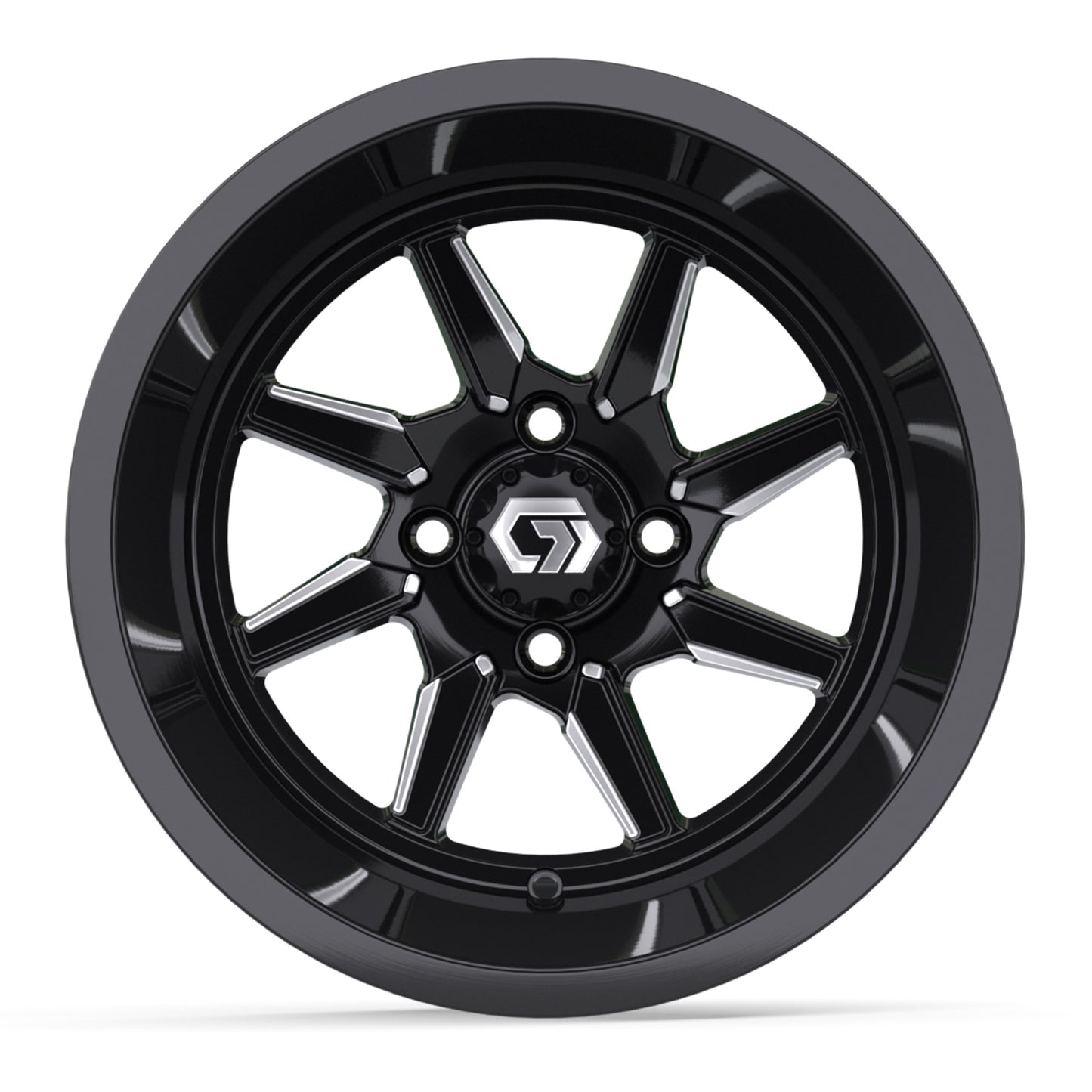 GTW® Reaper Black & Machined 14" Golf Cart Wheel - Single | Deep Dish