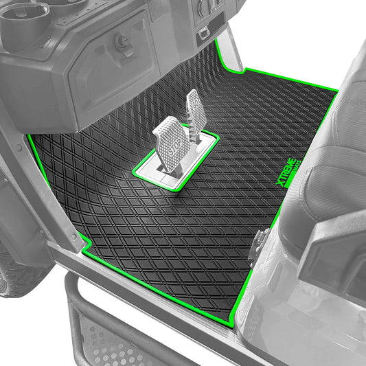 Xtreme Mats Full Coverage Golf Cart Floor Mat – Advanced EV Advent 4 | Black & Green Trim
