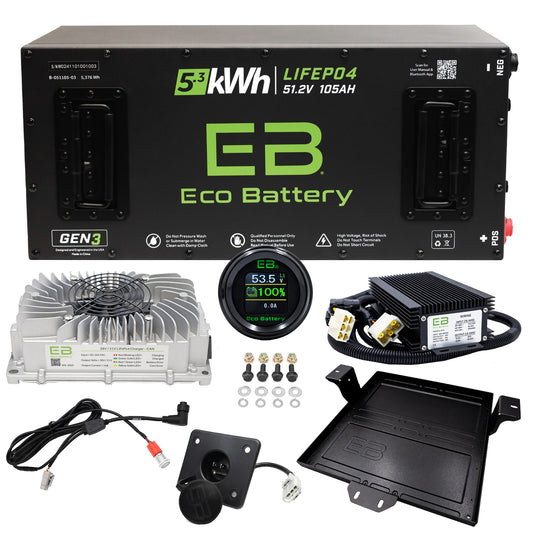 Eco Battery 51V 105aH LifePoh4 Lithium Golf Cart Battery Kit EZGO Freedom RXV Gen 3 10 Year Warranty