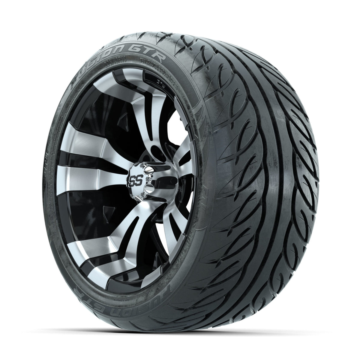 GTW Vampire Machined/Black 14 in Wheels with 225/40-R14 Fusion GTR Street Tires Full Set