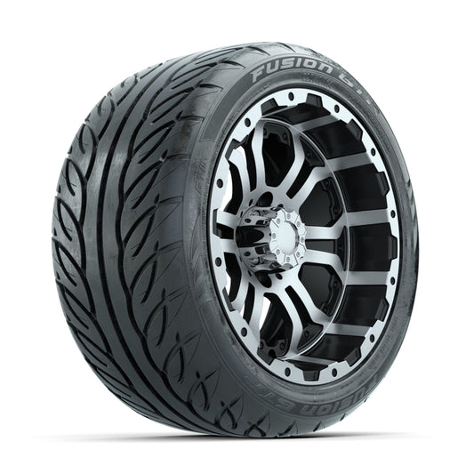 GTW Omega Machined/Black 14 in Wheels with 225/40-R14 Fusion GTR Street Tires Full Set