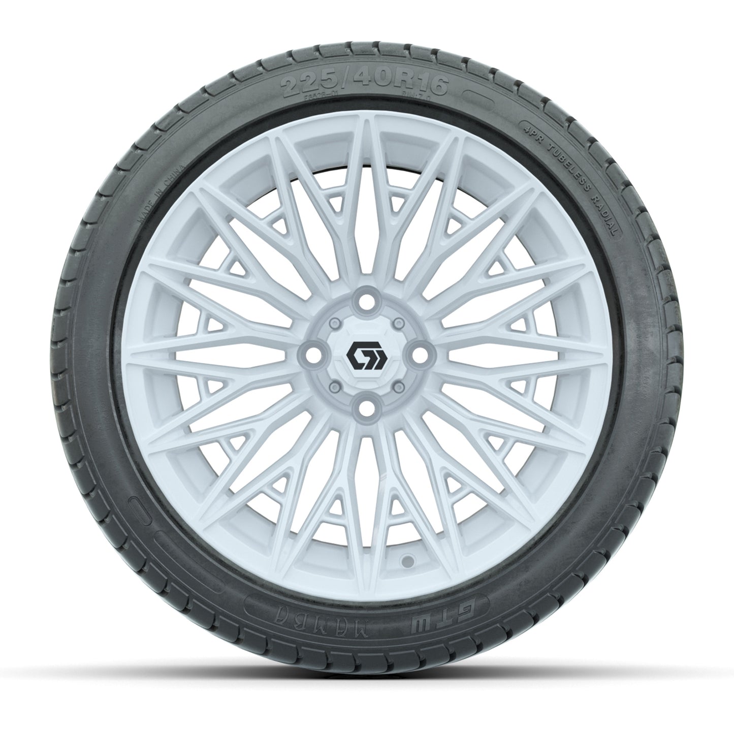 GTW 16" BLUR Gloss White Golf Cart Wheels & 225/40R16 Mamba Street Tire