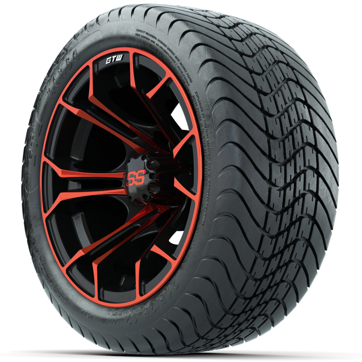 GTW Spyder Red/Black 12 in Wheels with 215/35-12 GTW Mamba Street Tires Full Set