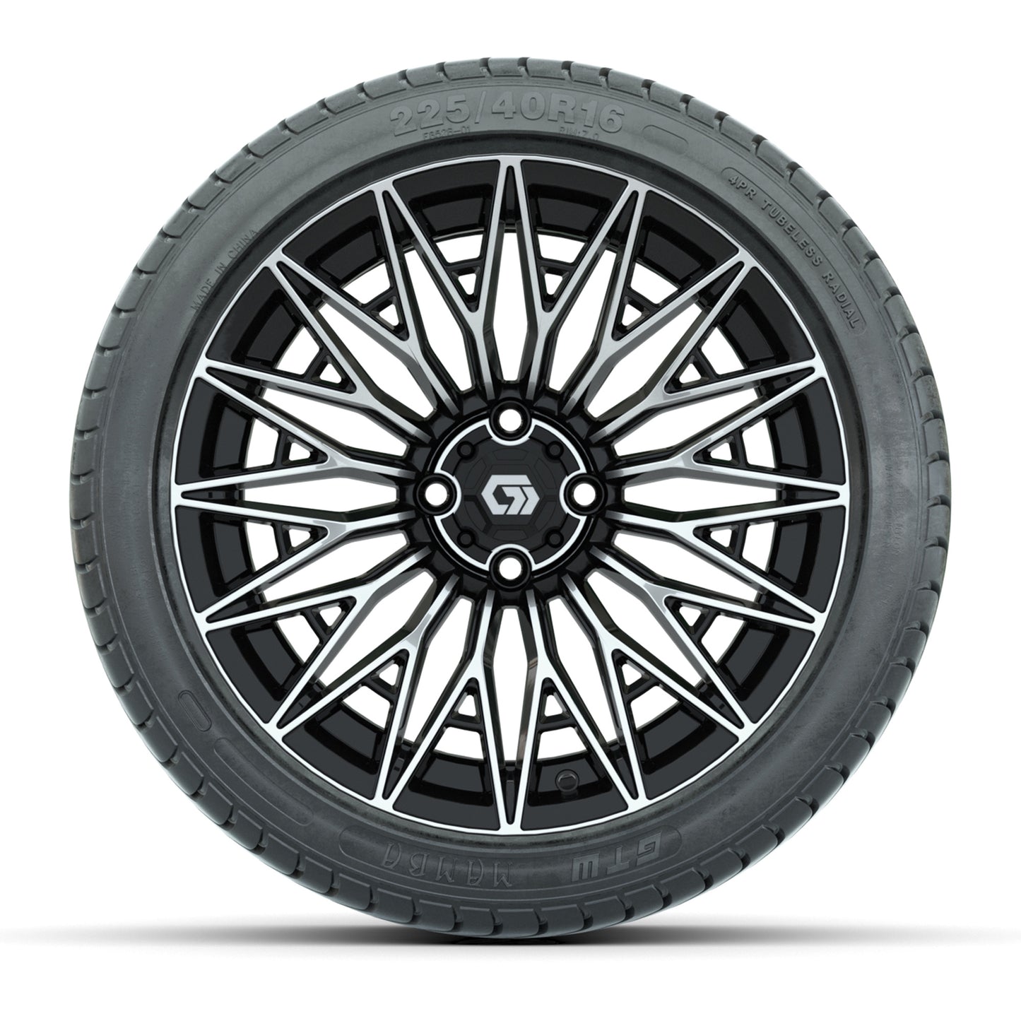 GTW® Blur Black/Machined 16" Wheels with 225/40-R16 Maverick Street Tires - Full Set