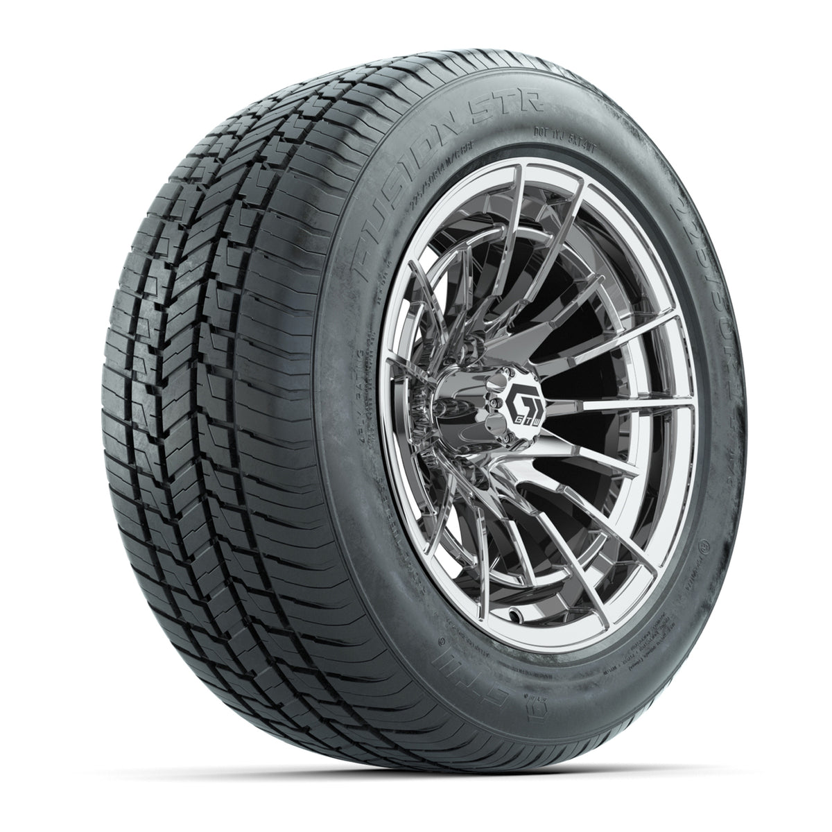 GTW® Boost Chrome 14" Wheels with 255/50-R14 Fusion STR DOT Approved Street Tires - Full Set