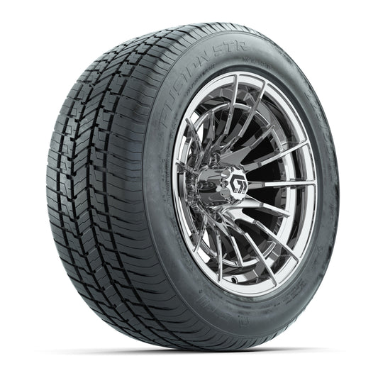 GTW® Boost Chrome 14" Wheels with 255/50-R14 Fusion STR DOT Approved Street Tires - Full Set