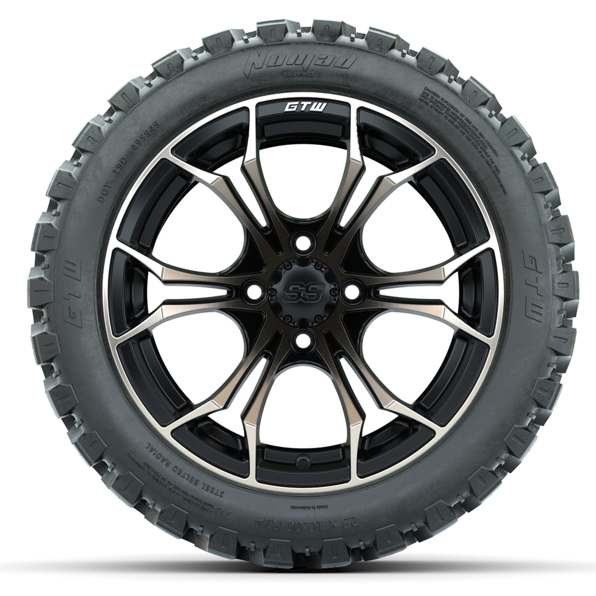 GTW Spyder Bronze/Matte Black 14 in Wheels with 23x10-14 GTW Nomad All-Terrain Tires Full Set