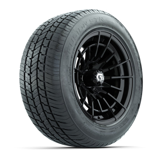 GTW® Boost Gloss Black 14" Wheels with 255/50-R14 Fusion STR DOT Approved Street Tires - Full Set