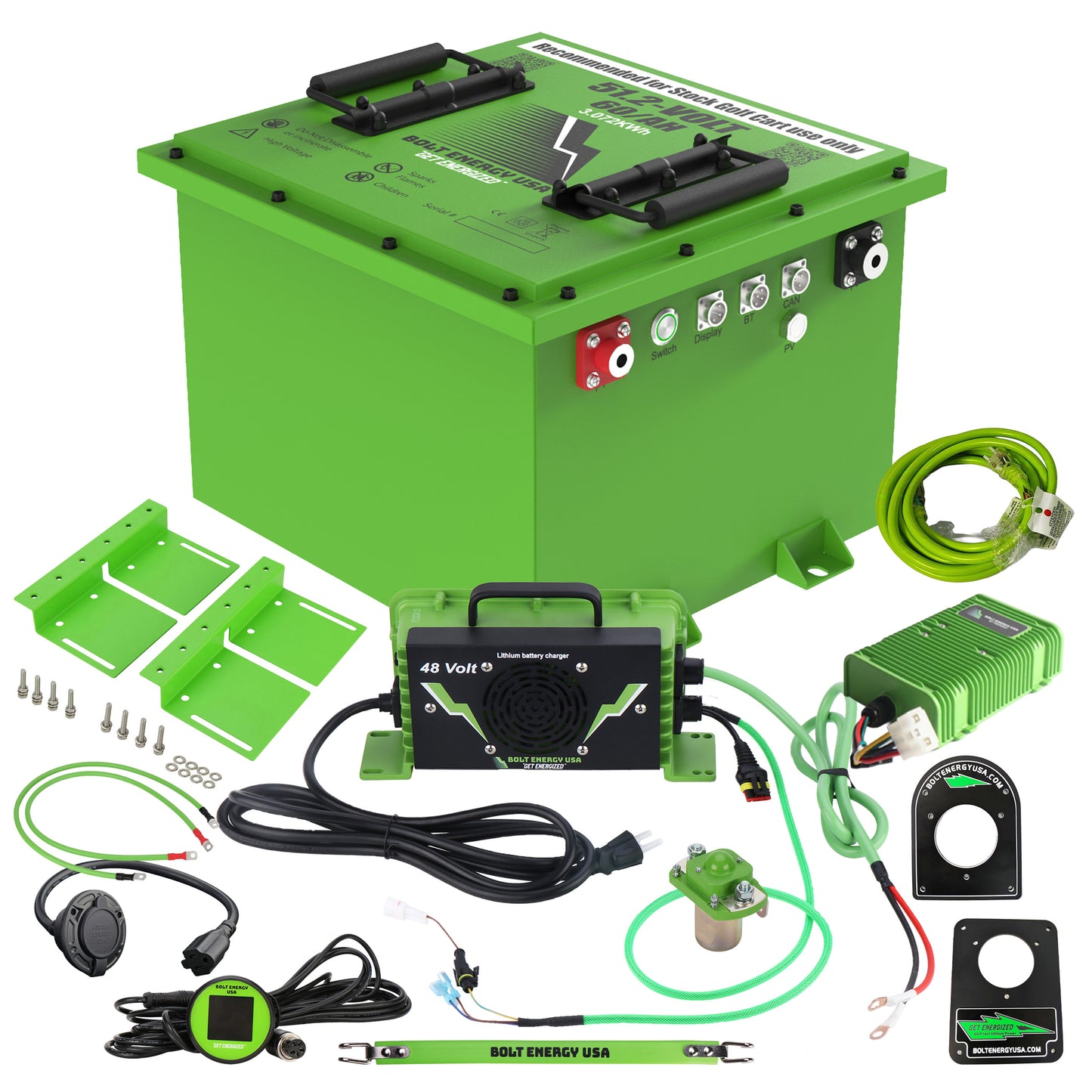 Club Car Precedent/Tempo/DS Bolt Lithium 51V 60Ah Battery Pro Kit - 12 Year Warranty