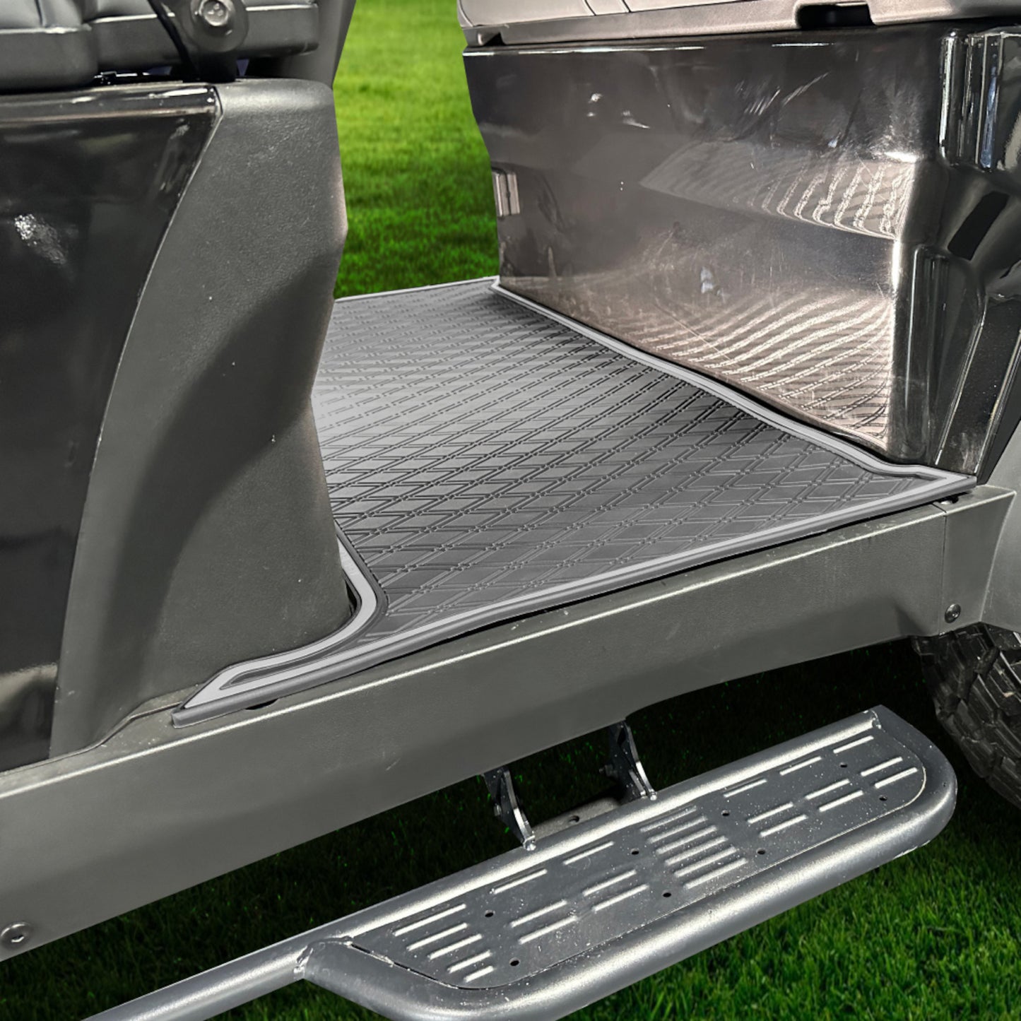 Xtreme Mats Full-Coverage Golf Cart Floor Mat | Denago Rover 4F – Black/Gray 2-Piece Set