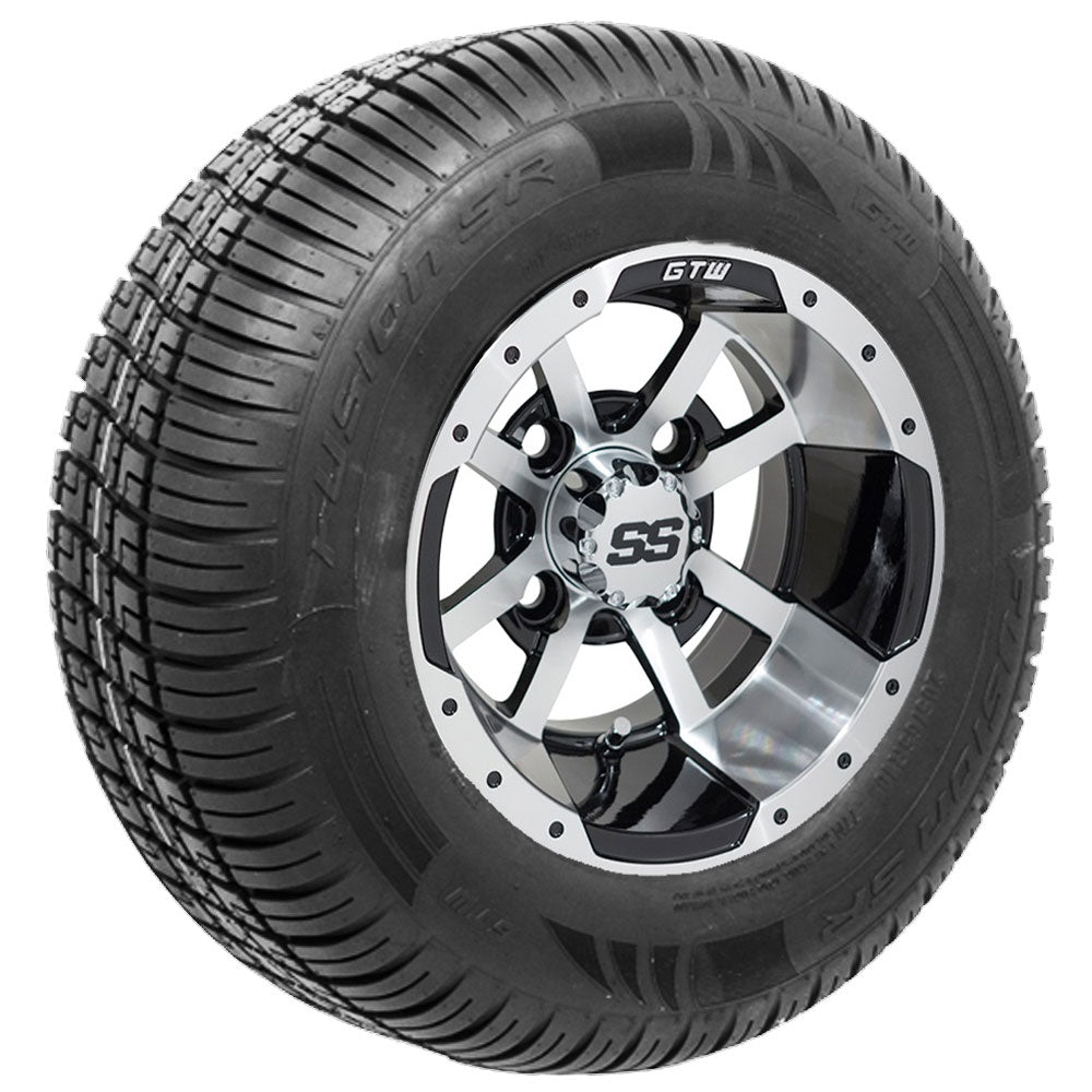 GTW Storm Trooper 10" Black & Machined Wheels with 20" Fusion DOT Street Tires — Set of 4