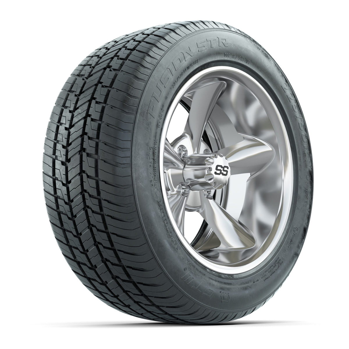 GTW® Godfather Chrome 14" Wheels with 255/50-R14 Fusion STR DOT Approved Street Tires - Full Set