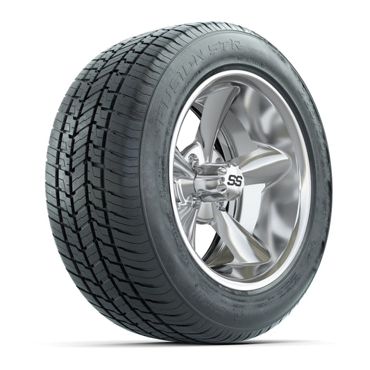 GTW® Godfather Chrome 14" Wheels with 255/50-R14 Fusion STR DOT Approved Street Tires - Full Set