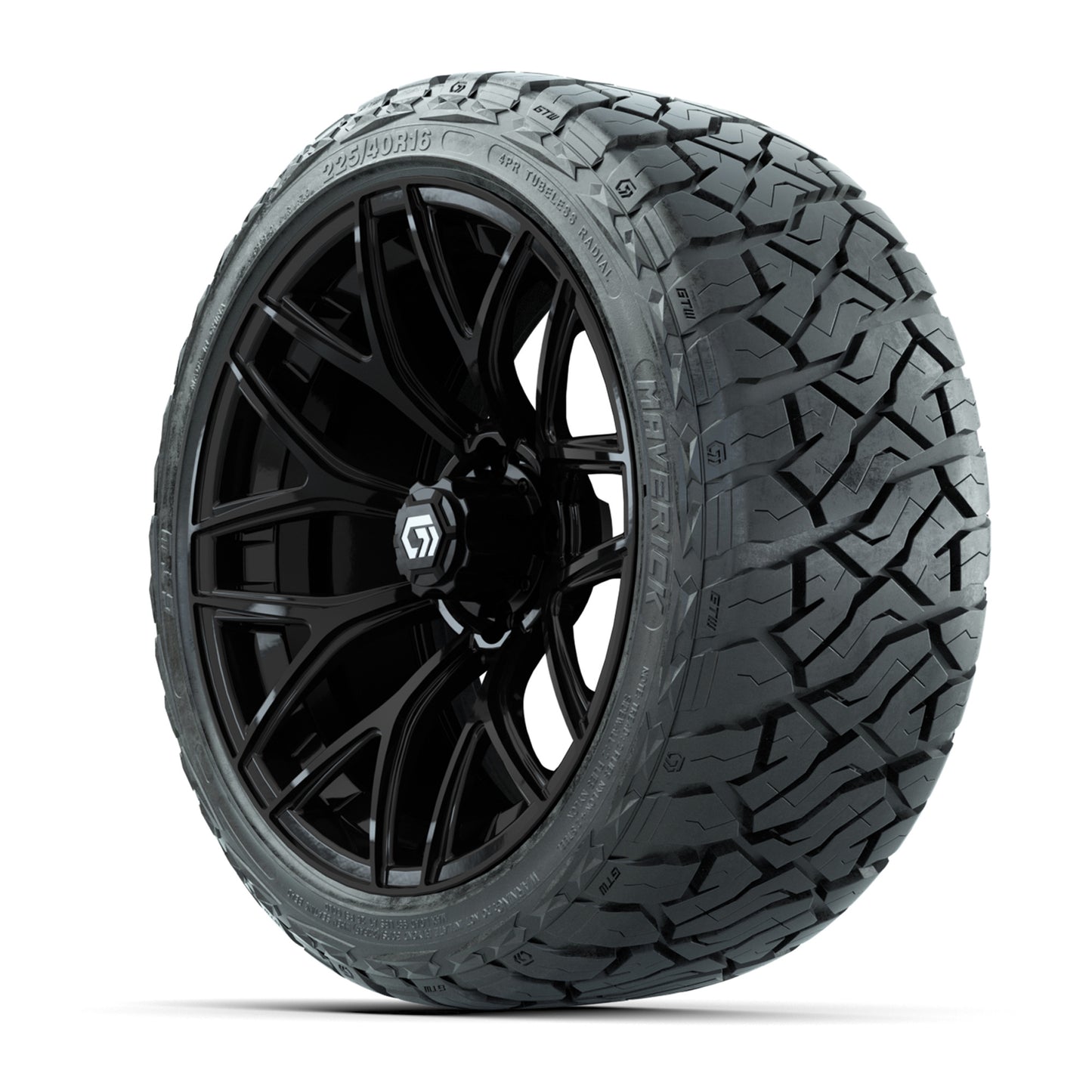 GTW® Monaco Gloss Black 16" Wheels with 225/40-R16 Maverick All Terrain Tires - Full Set