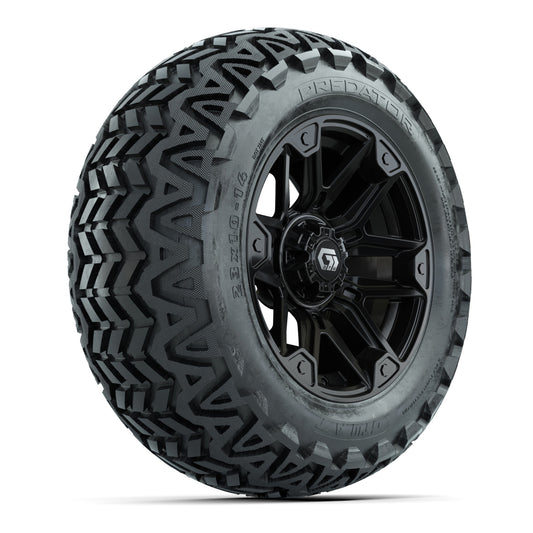 GTW® Graffiti Gloss Black 14 in Wheels with 23x10-14 Predator All-Terrain Tires  Full Set