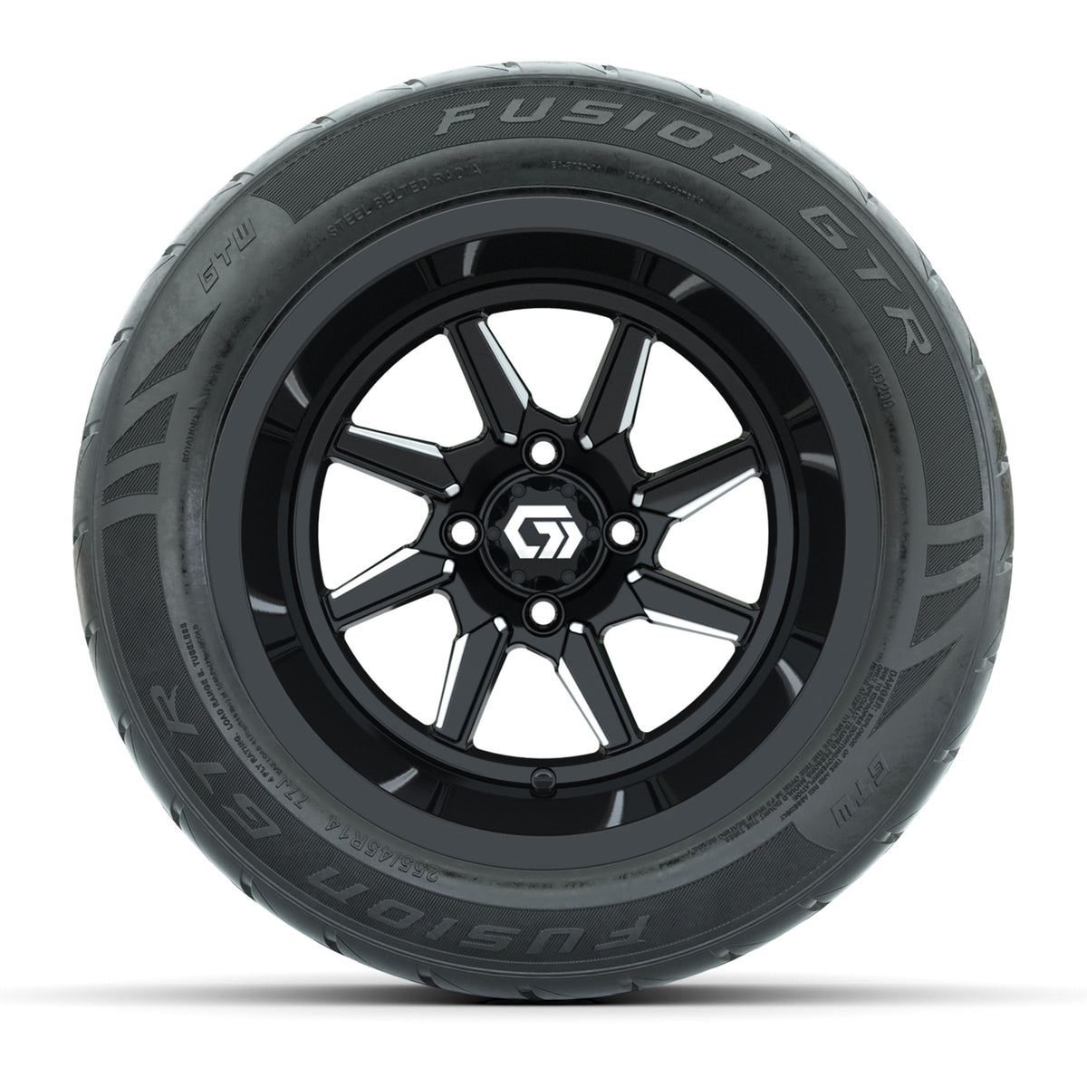 GTW Reaper Black/Machined 14x9 Wheels with 255/45-R14 Fusion GTR Street Tires - Set of 4