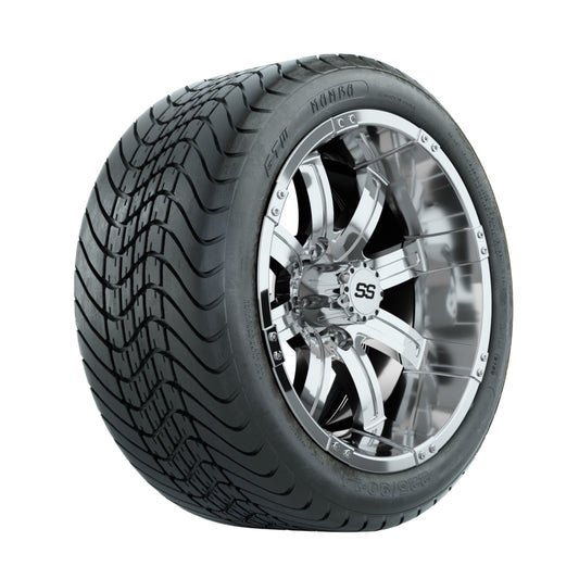 14" GTW Tempest Chrome Wheels with Mamba Street Tires Set of 4
