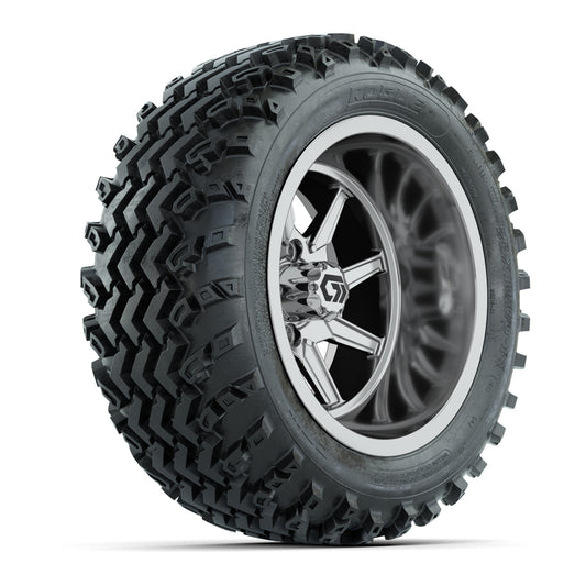GTW Reaper Chrome 14" Golf Cart Wheels & 23X10-R14 Rogue A/T Tires – Set of 4