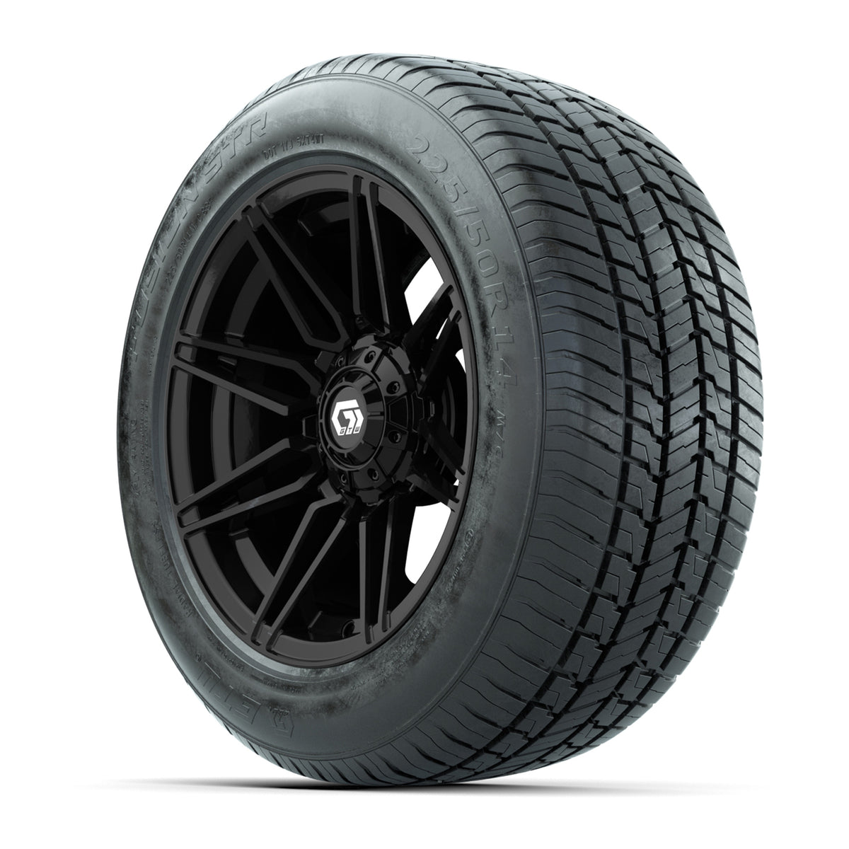 GTW Stealth Gloss Black 14" Wheel & 225/50-R14 Fusion STR Street Tire Package