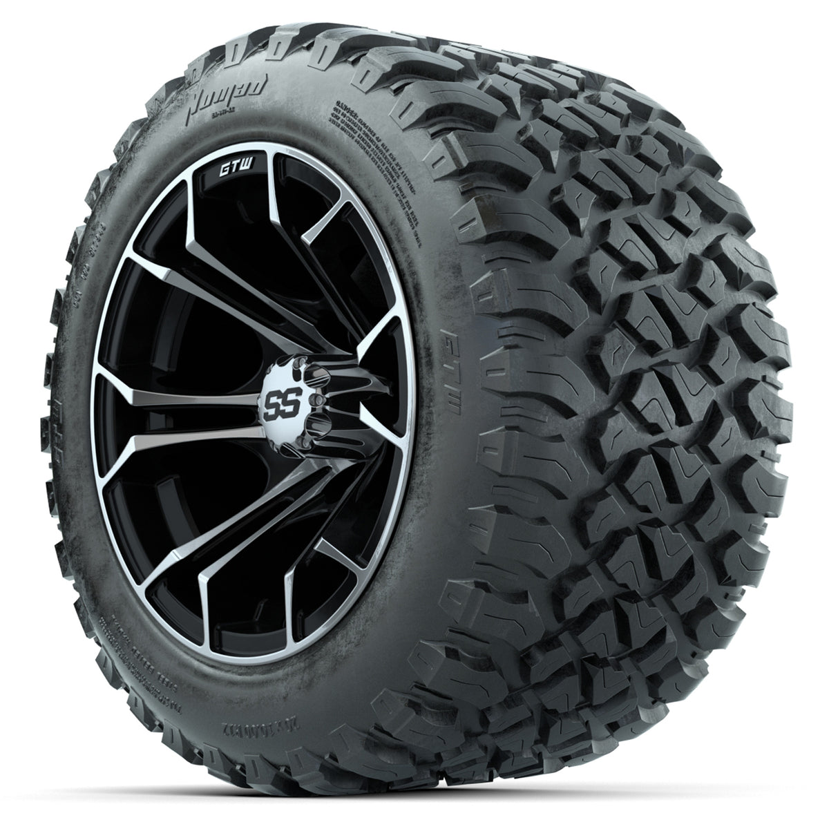 GTW Spyder Machined/Black 12" Wheels with 20x10-R12 GTW Nomad All-Terrain Tires Full Set