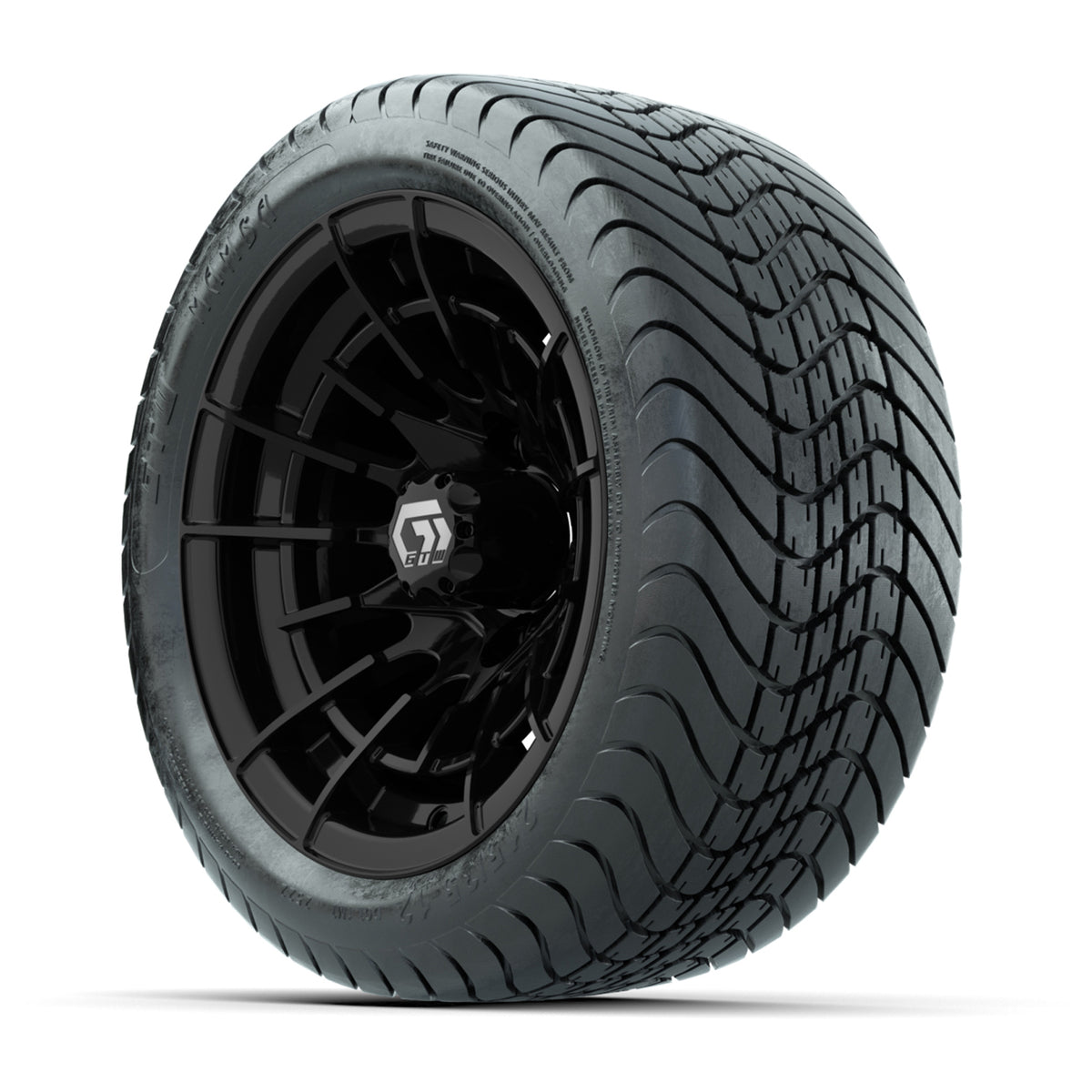 GTW® Boost Gloss Black 12 in Wheels with 215/35-12 Mamba Street Tires Full Set