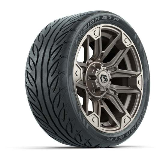 GTW® Graffiti Satin Bronze 14 in Wheels with 205/40-R14 Fusion GTR Steel Belted Street Tires Full Set